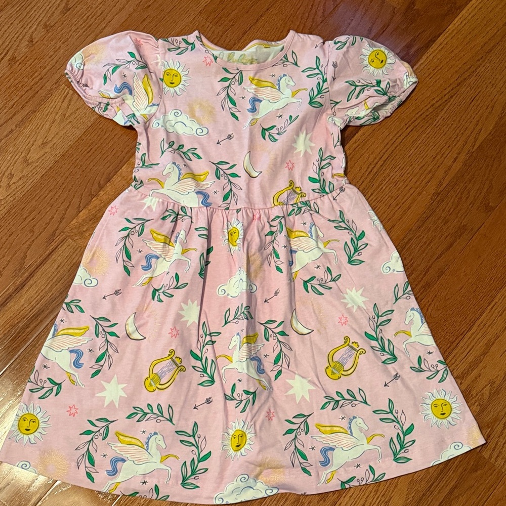 Boden Girls' Pink Unicorn & Sun Short-Sleeve Dress
